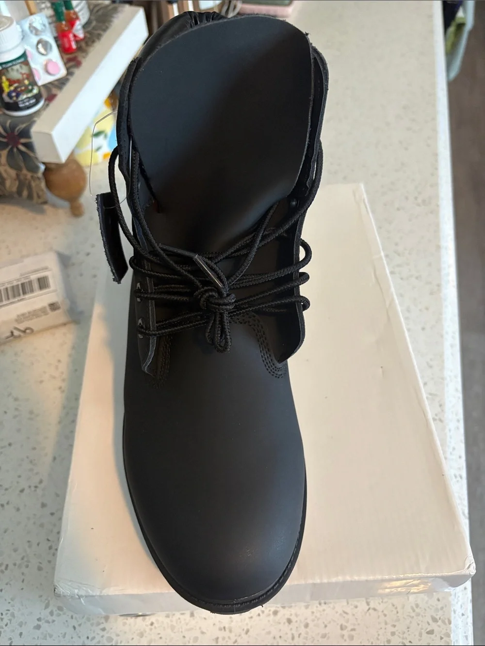 Black Premium Leather Lace-Up Boot
